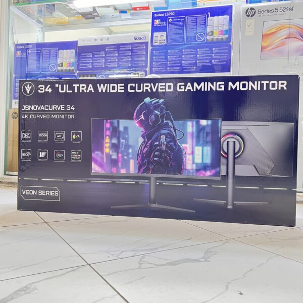 VEON JSNOVACURVE 34 – 34” 4K ULTRA-WIDE CURVED GAMING & PRODUCTIVITY MONITOR | 3440×1440 | 180HZ | 1MS | FREESYNC PREMIUM | RGB LIGHTING | ADJUSTABLE STAND