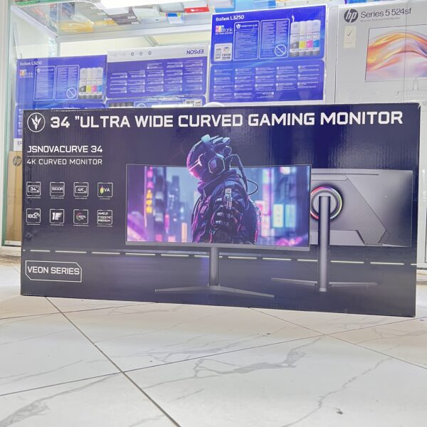 VEON JSNOVACURVE 34 – 34” 4K ULTRA-WIDE CURVED GAMING & PRODUCTIVITY MONITOR | 3440×1440 | 180HZ | 1MS | FREESYNC PREMIUM | RGB LIGHTING | ADJUSTABLE STAND