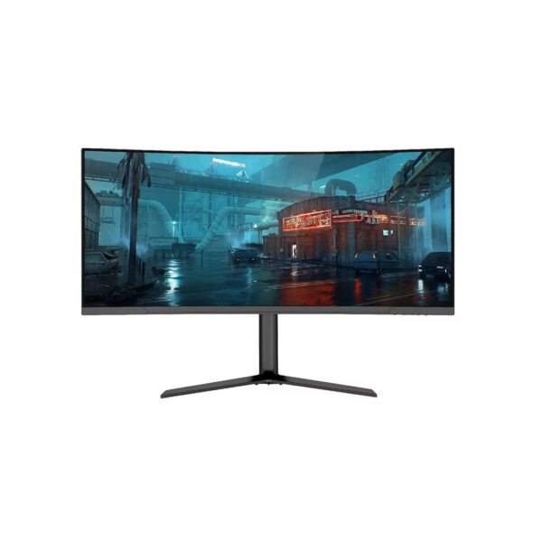 JS NOVACURVE 34C VEON SERIES YC-340M | 34-INCH ULTRA-WIDE 1500R CURVED GAMING MONITOR | 4K (3440×1440) RESOLUTION | 180HZ HIGH REFRESH RATE | 1MS RESPONSE TIME | 100% SRGB COLOR ACCURACY | 300CD/M² BRIGHTNESS | 4000:1 CONTRAST RATIO | 16.7M COLORS | VA PANEL | BUILT-IN CAMERA | RGB SCROLLING LIGHT | ERGONOMIC ADJUSTABLE STAND (TILT, SWIVEL, HEIGHT) | VESA 75×75MM | CONNECTIVITY: 2× HDMI, 2× DISPLAYPORT, DC, AUDIO | 21:9 ASPECT RATIO