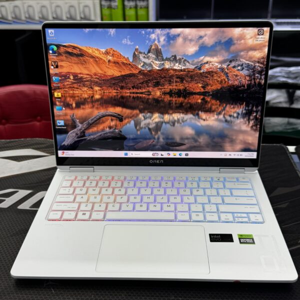 HP OMEN TRANSCEND 14 (14-FB SERIES) – INTEL CORE ULTRA 9 185H | RTX 4060 8GB | 32GB RAM | 1TB SSD | 14” 2.8K OLED 120HZ | WINDOWS 11 PRO | RGB KEYBOARD | AI-POWERED GAMING LAPTOP