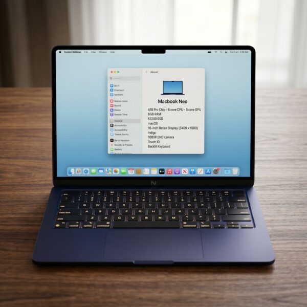APPLE MACBOOK NEO A18 PRO CHIP 8GB UNIFIED MEMORY 512GB NVME SSD 13 INCH 5 CORE GPU 2025 MACBOOK FOR STUDENTS AND REMOTE WORK