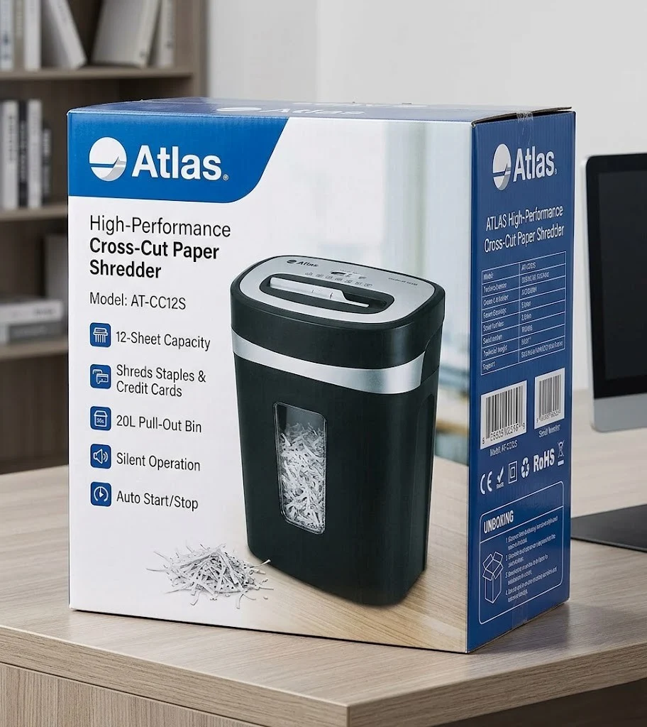 ATLAS CC2040 20-SHEET CROSS-CUT PAPER SHREDDER WITH 33L BIN