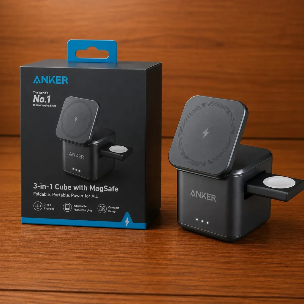 Anker 3-in-1 Cube with MagSafe | 15W Foldable Wireless Charging Station