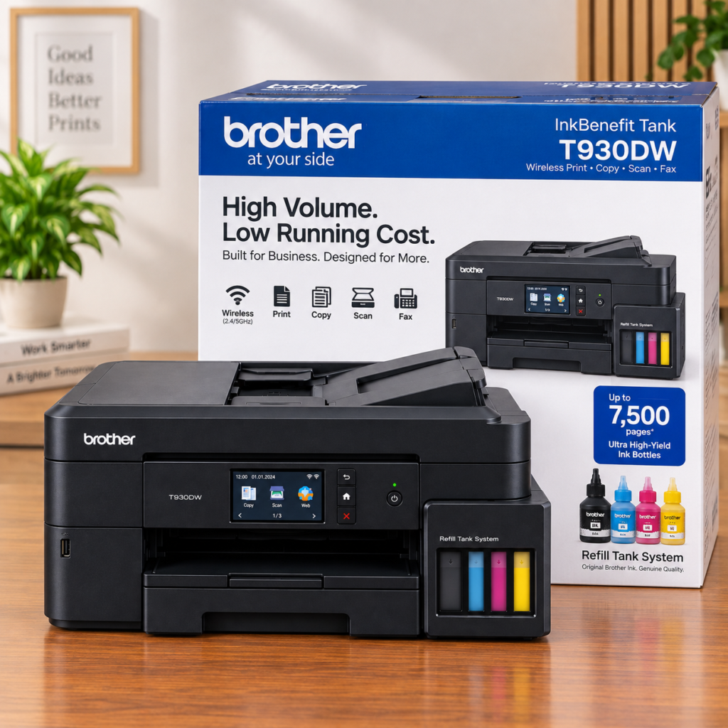 Brother MFC-T930DW Ink Tank Printer | Print, Scan, Copy & Fax | 20-Sheet ADF | Automatic Duplex | Wi-Fi & Ethernet