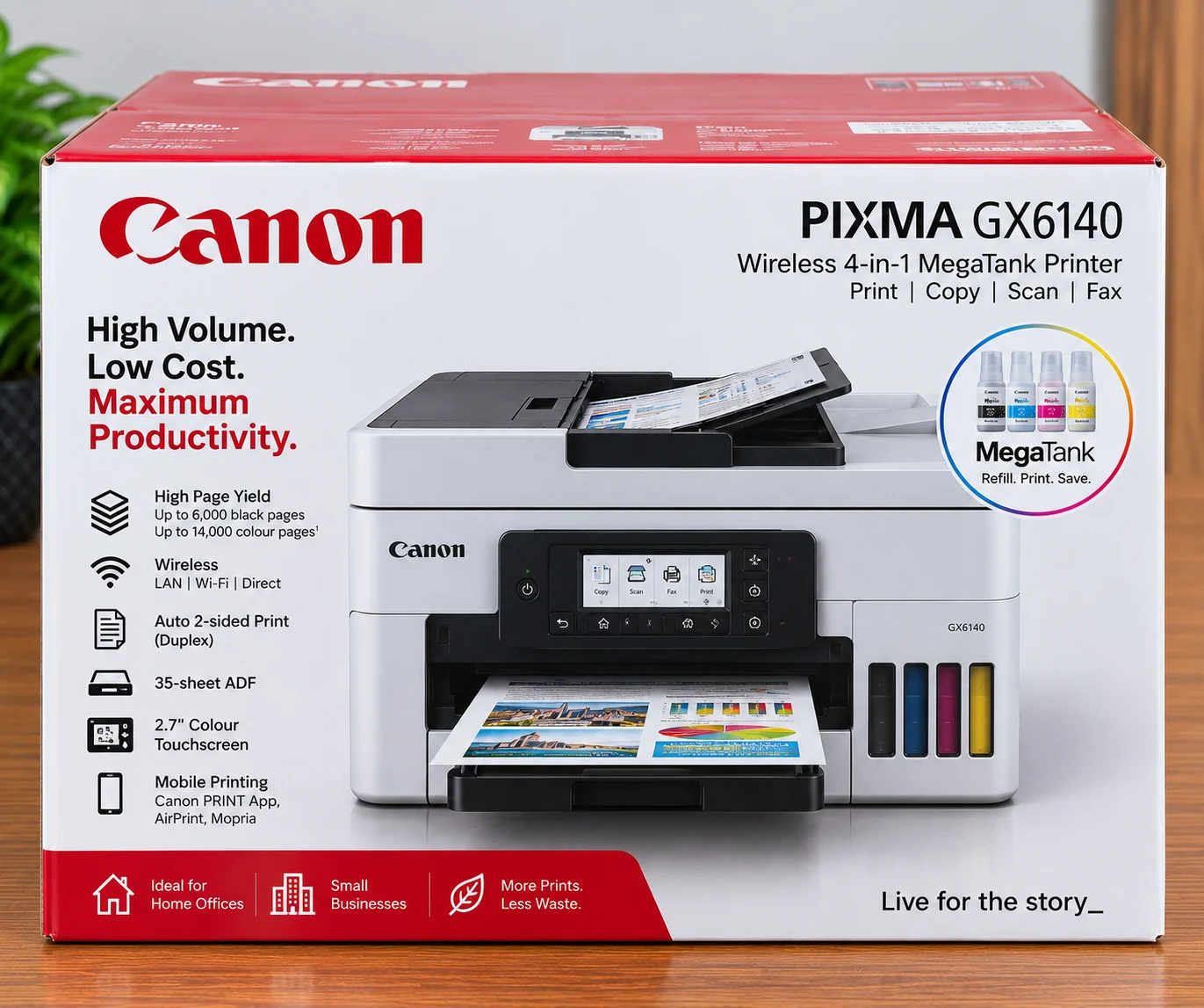Canon MAXIFY GX6140 MegaTank Printer | Print, Scan & Copy | 50-Sheet ADF | Automatic Duplex | Wi-Fi & Ethernet
