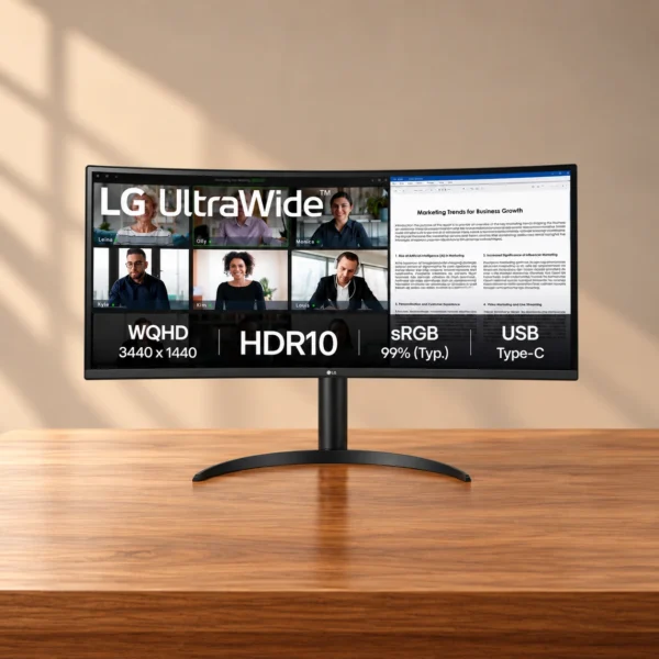 LG UltraWide 34WR55QK-B 34" WQHD 100Hz Curved USB-C Monitor (New)